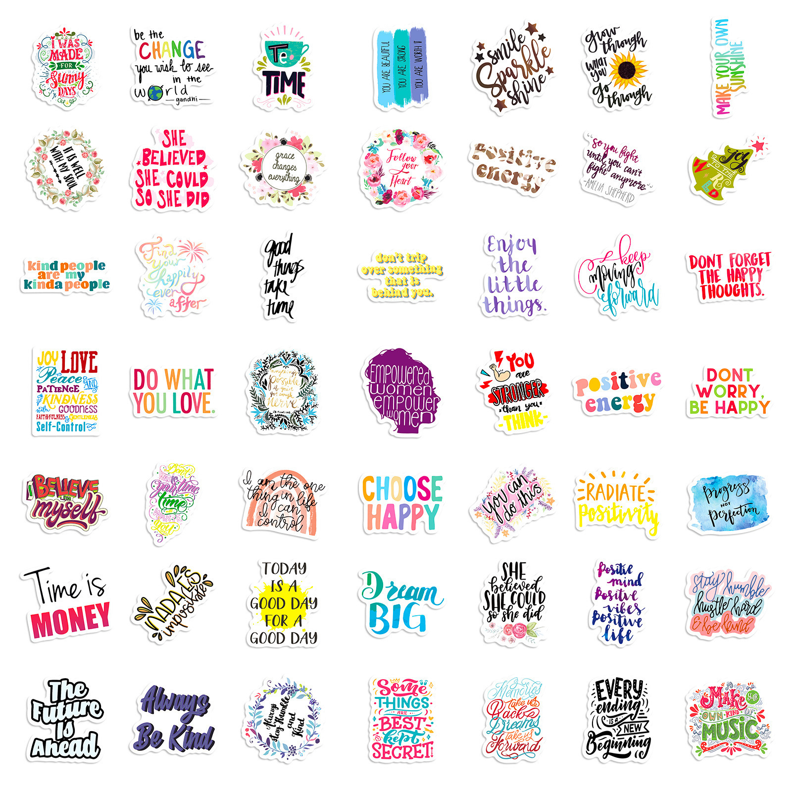 Wholesale 4 Sheet / pack Inspirational Phrase Doodle Stickers Laptop Phone Cup English Motivational Stickers