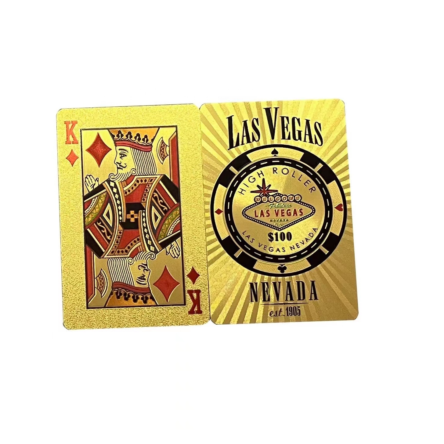 Plastic poker LAS VEGAS NEVADA waterproof silver foil plated plastic playing cards thickness in metal box