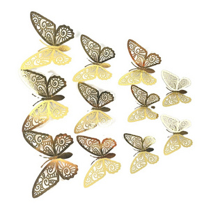 Wholesale 12 Pcs Rose Gold Butterfly Wall Decals Decorations Stickers Classroom Kids Bedroom Decor 3D stickers