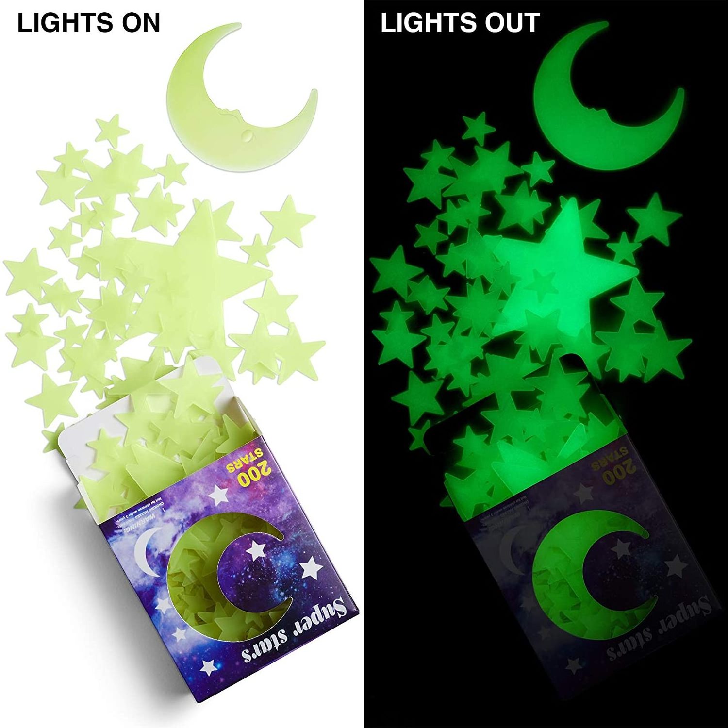 Fluorescent Decor Stars and Moon Luminous Room Sticker Kids for Decoration  Wallpaper Sticker