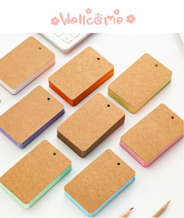 Rainbow Colored Blank Customizable Paper Index Cards Easy Flip Flash Study Note Card Pad Kraft Paper with Binder Ring