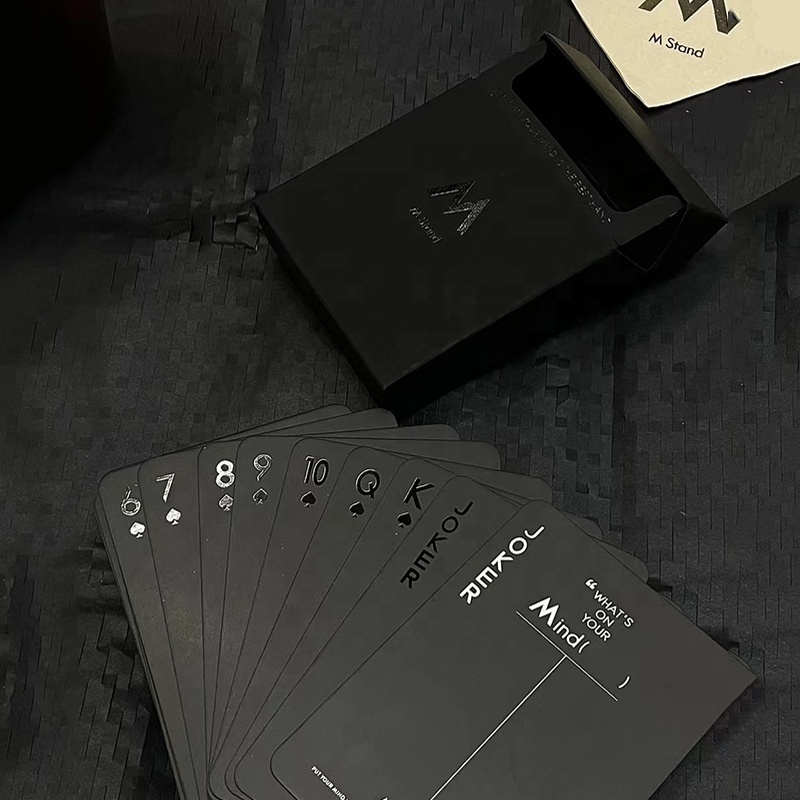 Custom design 100% PET durable black playing cards poker card plastic pvc poker deck waterproof