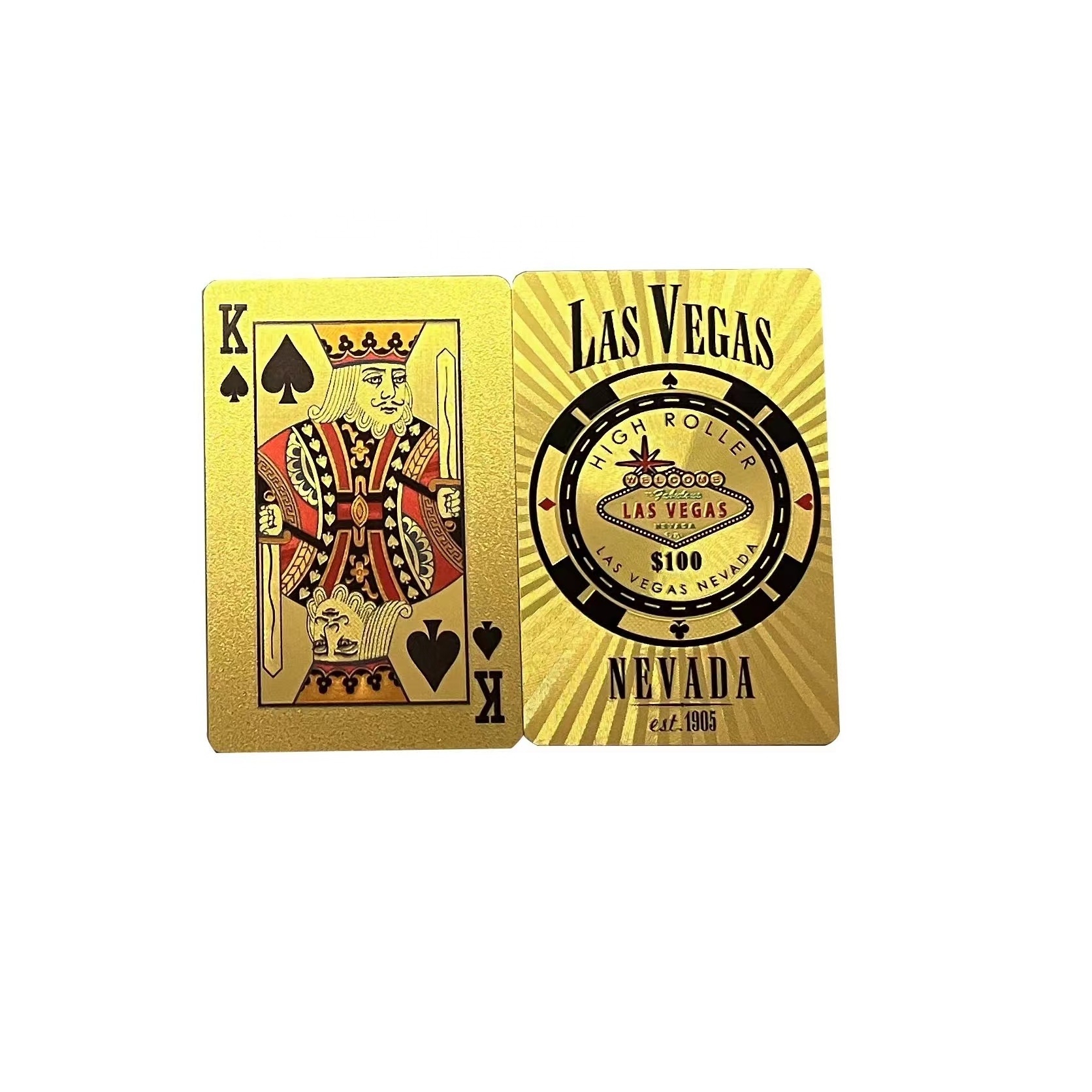 Plastic poker LAS VEGAS NEVADA waterproof silver foil plated plastic playing cards thickness in metal box