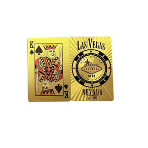 Plastic poker LAS VEGAS NEVADA waterproof silver foil plated plastic playing cards thickness in metal box