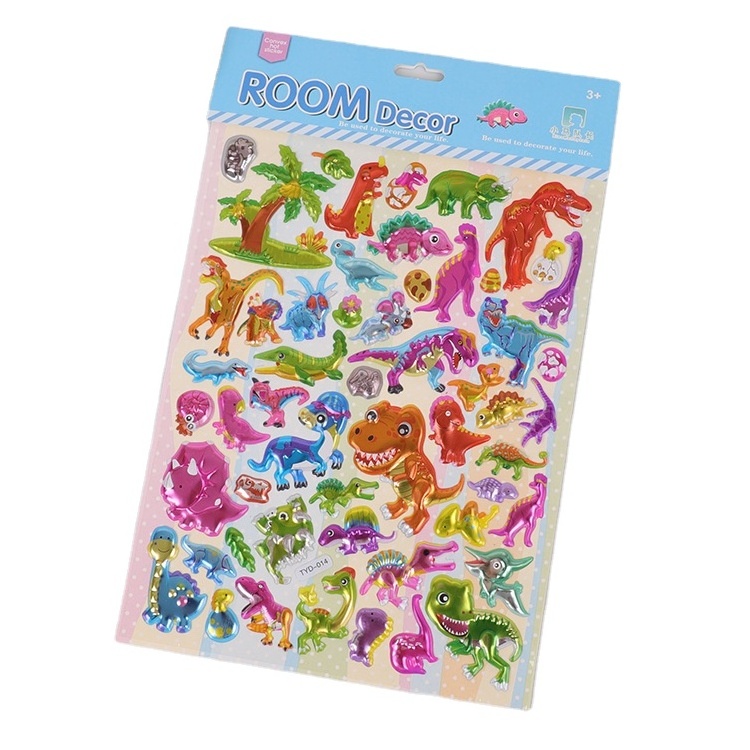 Gold Silver Foil 3D  Animal World Cartoon Blister Bubble Stickers