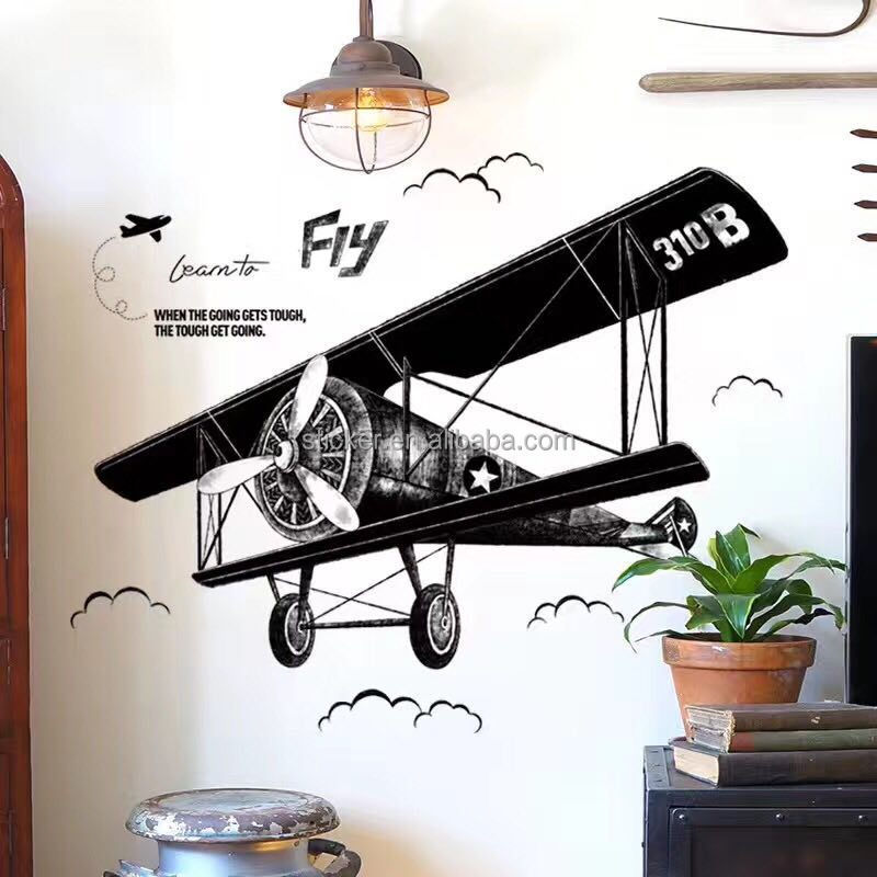 bedroom decor 3D helicopter PVC wall sticker for children