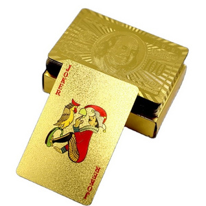 Gold Poker Washable Durable Gold and Silver Playing Cards Gold Foil Dollar Euro Checkered Poker