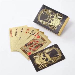 Wholesale cheap promotional personalized custom printing front and back game card golden deck playing cards poker cards black