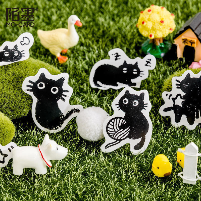 Wholesale 45 Pcs Black Cat Theme Stickers Decoration Kawaii Cute Cats Stickers Self-adhesive Scrapbooking Stickers For Planners