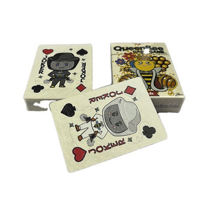 Custom Design Logo Printing Plastic Pvc Waterproof Poker Deck Blank Paper Bee Cartoon Playing Card With Box