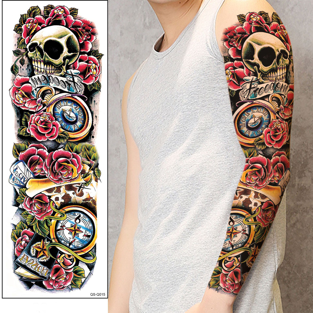 Factory Best Temporary Tattoos Full Arm Tattoo Skull Stickers Waterproof Stickers Temporary Temporary Arm Sleeve Tattoos