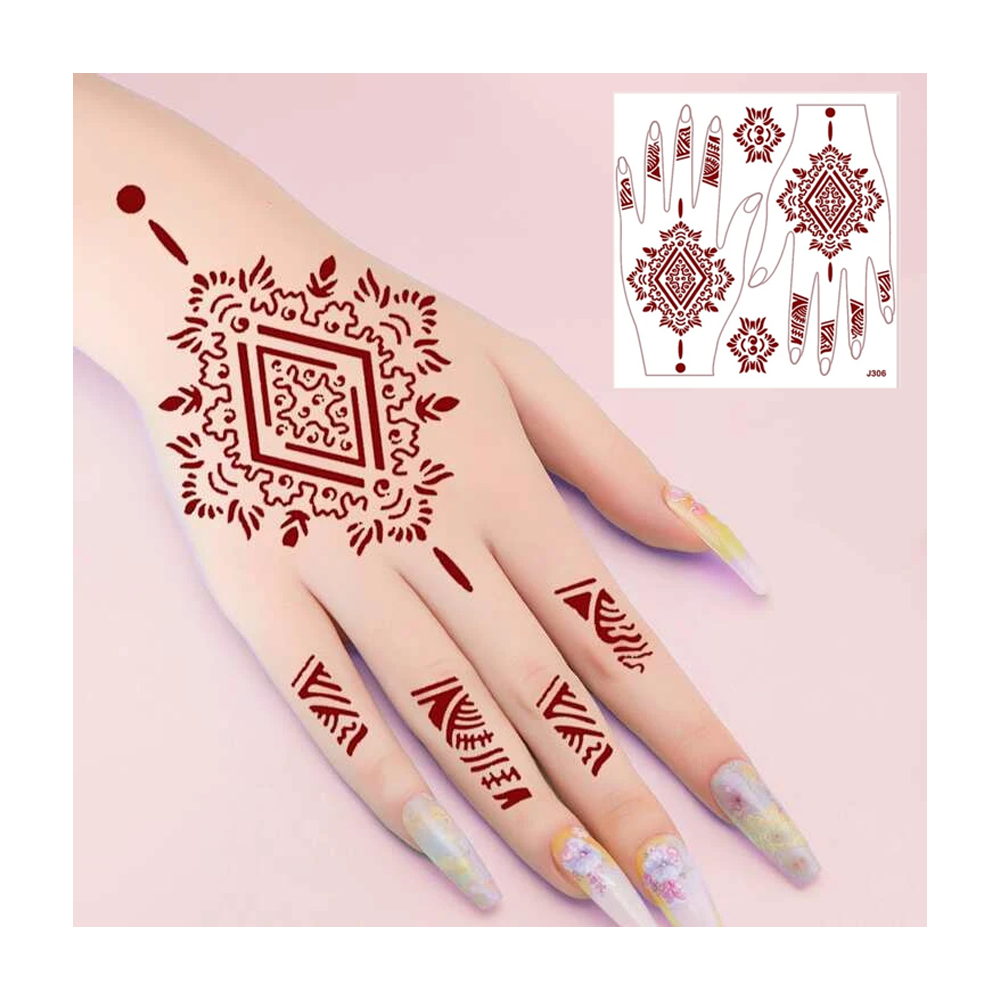 Free Sample Customized Brown White Black Waterproof Hands Nail Henna Tattoo Stickers Tattoos Sticker