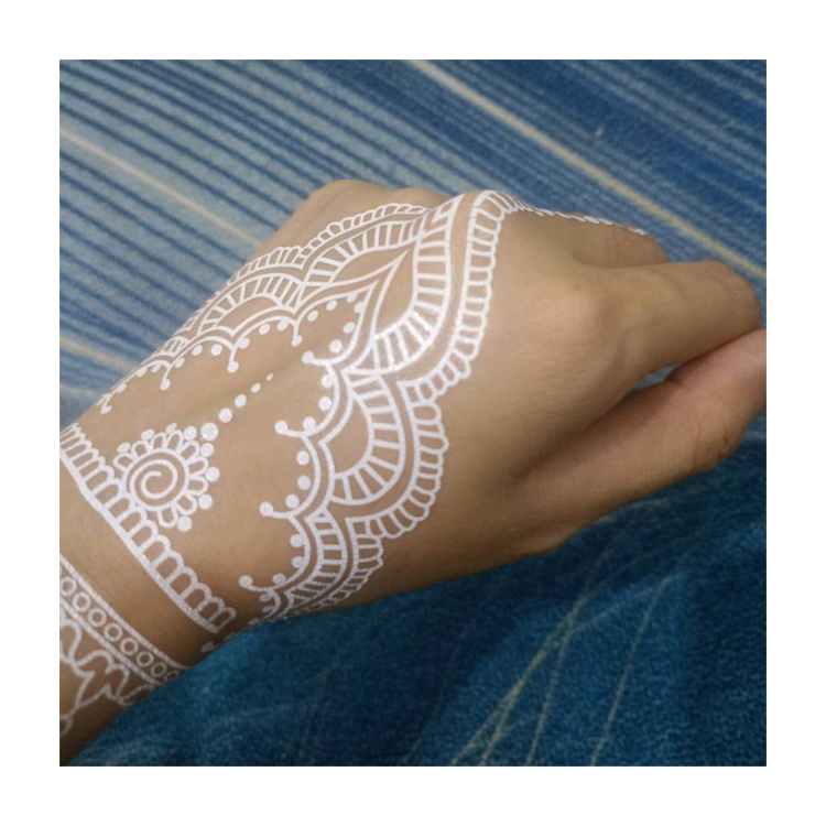 Factory Supply Free Samples White Lace Haina Tattoo Water Transfer Paper  Temporary White Henna Tattoo Stickers