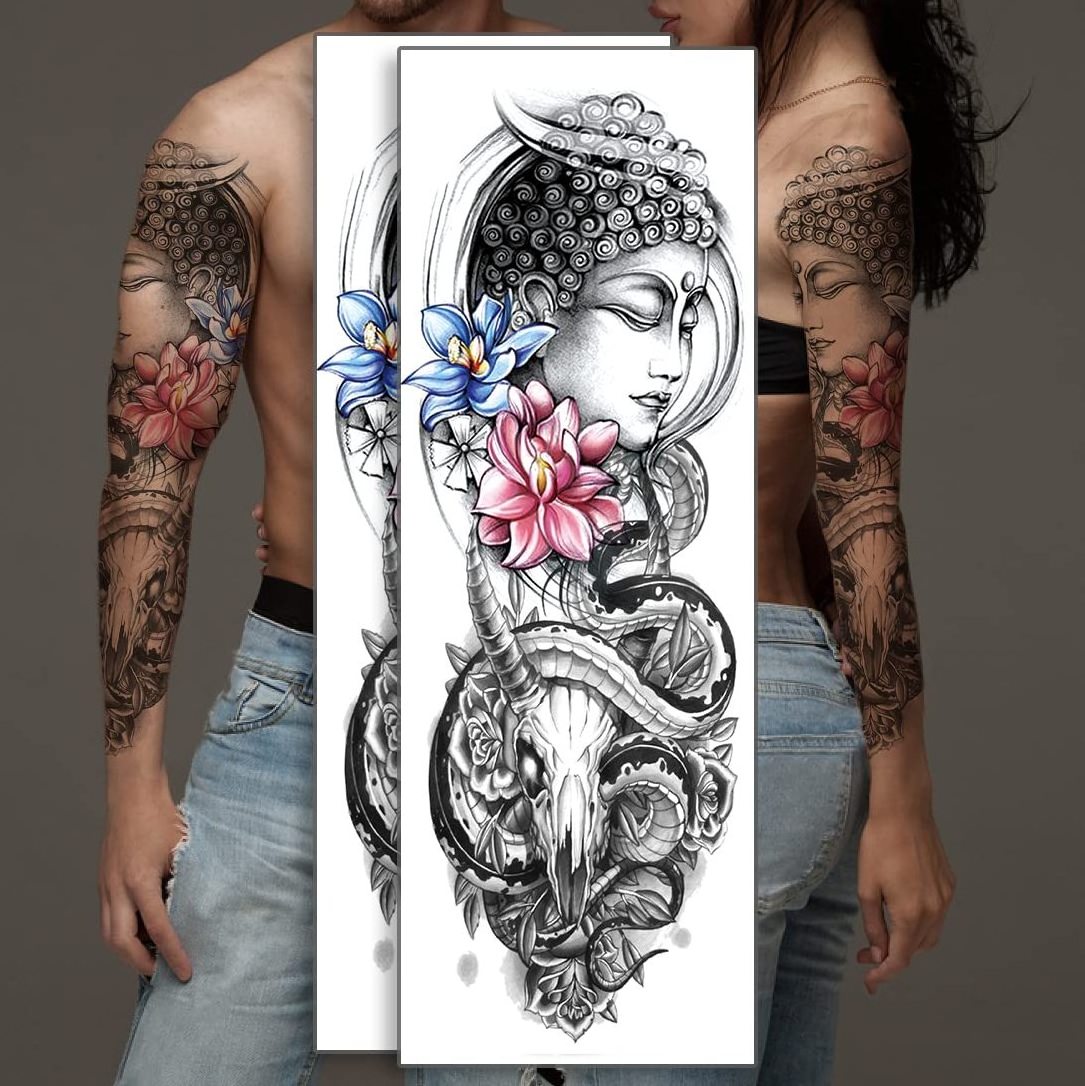 Wholesale New Arrivals Tatoo Sleeve Men Full Arm Skull Tattoo Sticker Waterproof