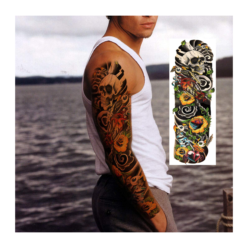 Factory Best Temporary Tattoos Full Arm Tattoo Skull Stickers Waterproof Stickers Temporary Temporary Arm Sleeve Tattoos