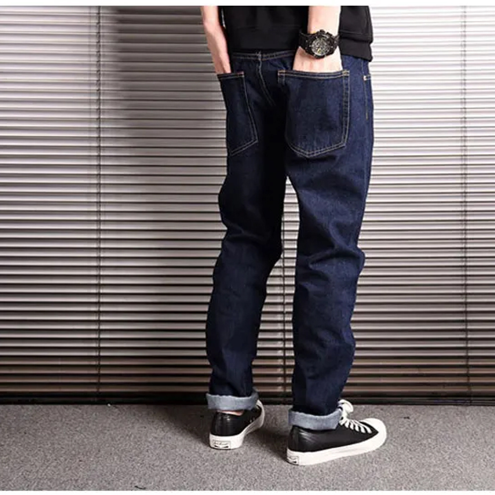 Vintage Fashion Men Jeans High Quality Selvedge Designer Casual Harem Pants Men Raw Denim Jeans Tapered Trousers