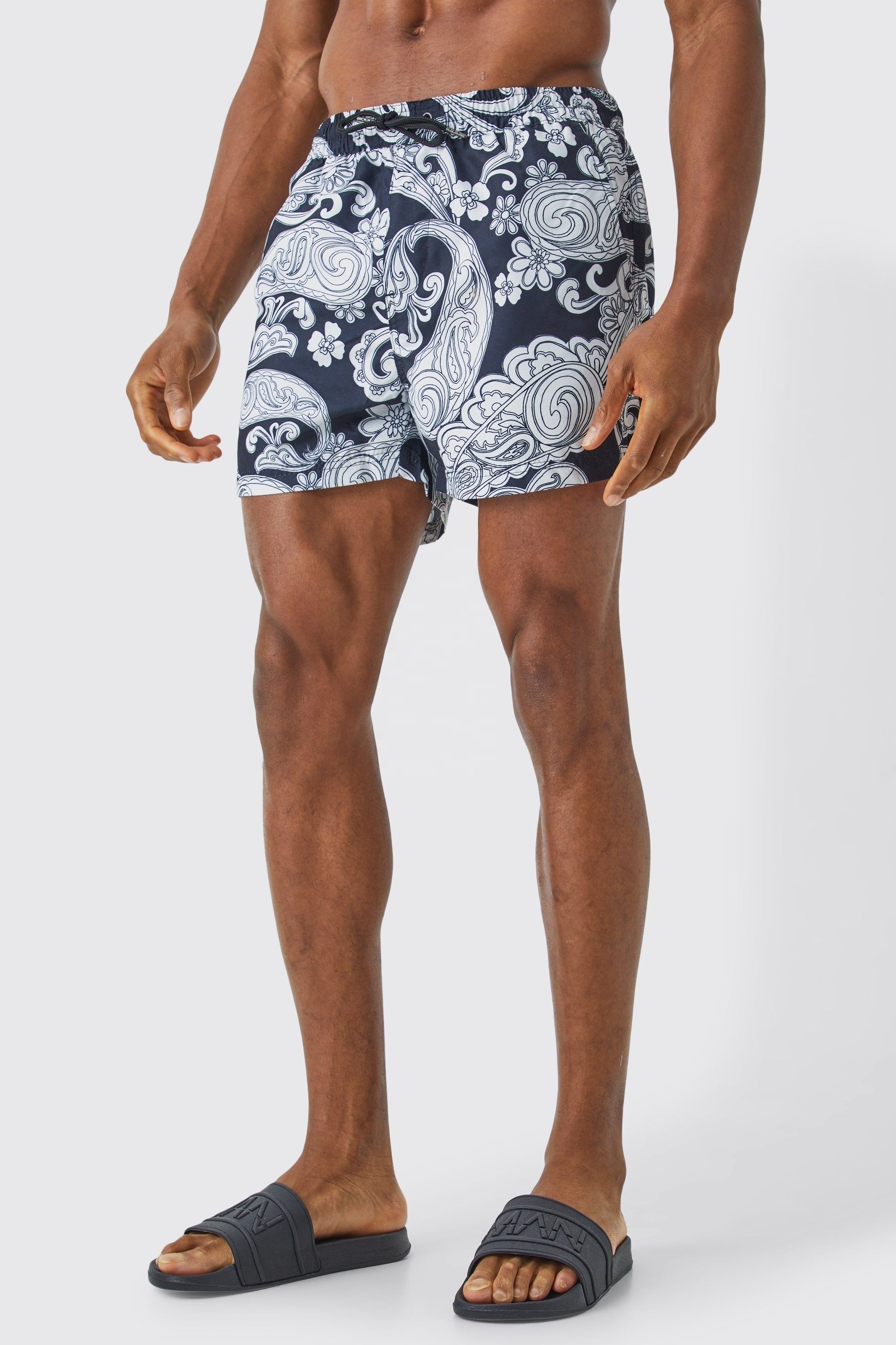 Oem Fashion Men's Beach Swim Board Surf Shorts Elastic Waist Nylon Polyester Beach Board Shorts Gym Men Shorts