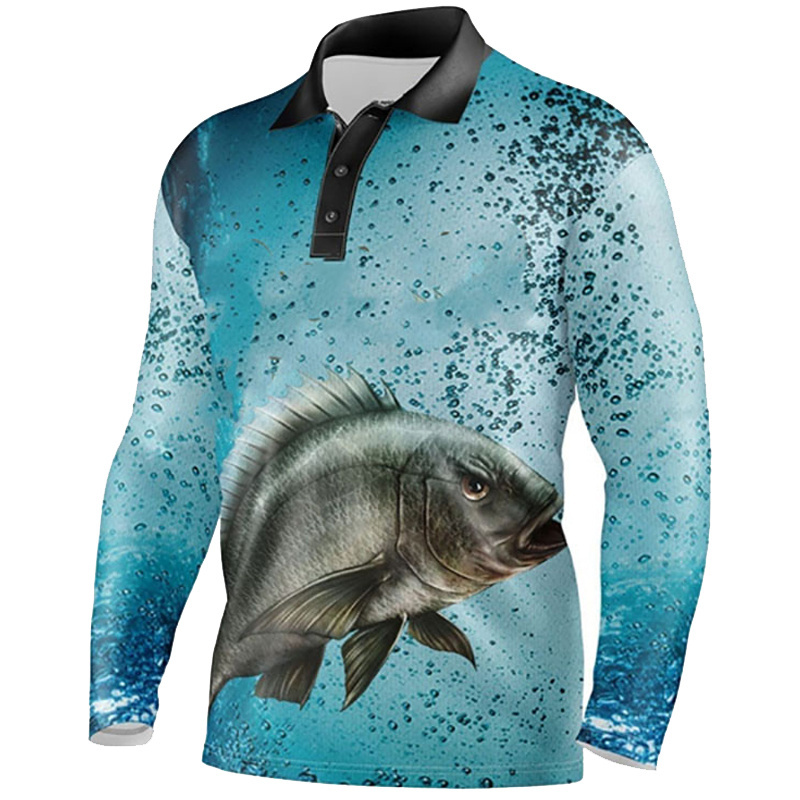 High quality wholesale Fishing shirts sublimation polyester shirt soft fabric long sleeve fishing t shirt full of sublimation