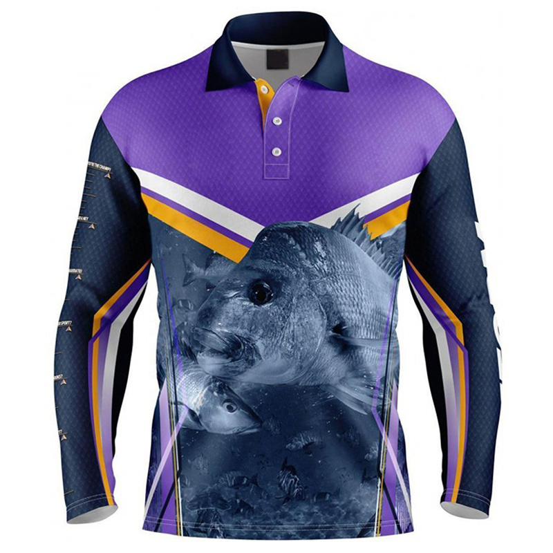 High quality wholesale Fishing shirts sublimation polyester shirt soft fabric long sleeve fishing t shirt full of sublimation