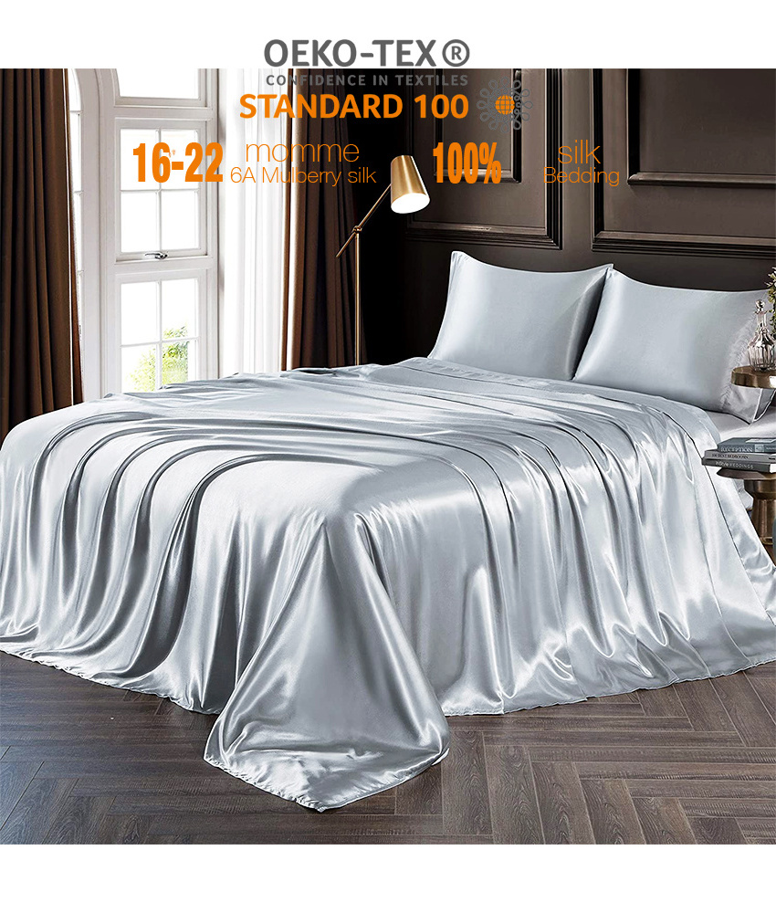 wholesale Customized Size Mulberry Silk Sheet Duvet Cover 22MM Real Silk sheets  Bedding Set