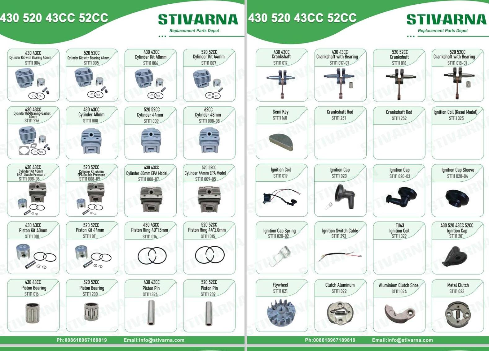 STIVARNA Gasket Kit Good Quality Fit Trimmer Cutter 430 520 43CC 52CC Brush Cutter Spare Parts Replacement