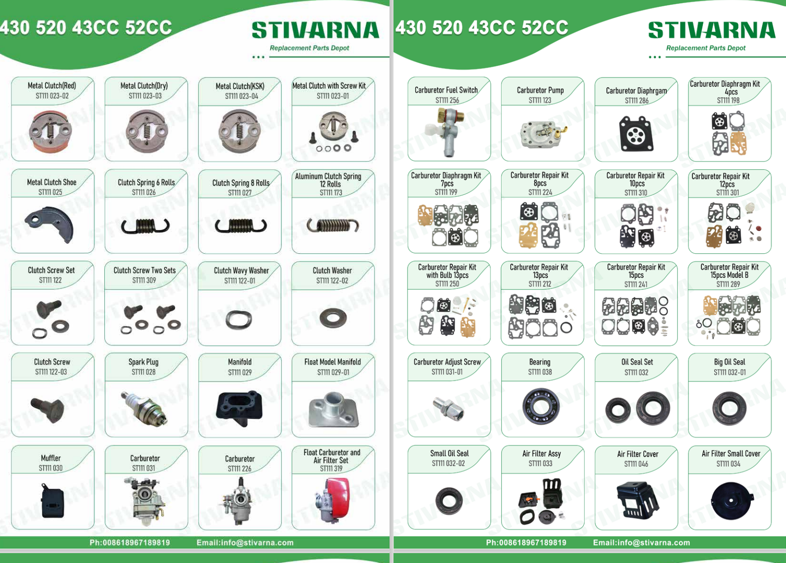 STIVARNA Gasket Kit Good Quality Fit Trimmer Cutter 430 520 43CC 52CC Brush Cutter Spare Parts Replacement