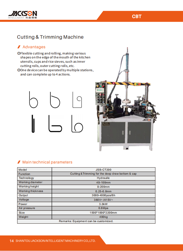 CTB machine Cutting, trimming and beading machine for stainless steel products