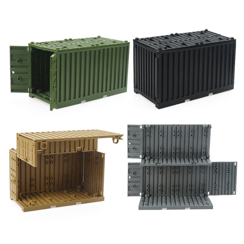 Wholesale Plastic Army Mini Figures Accessories Military Weapon Box WW2 Container Building Block Toy