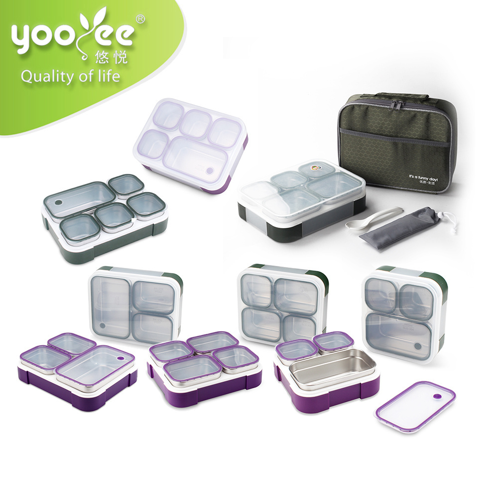 2/3/4/5 compartment stainless steel vacuum insulated lunchbox tiffin food storage box for food with lid