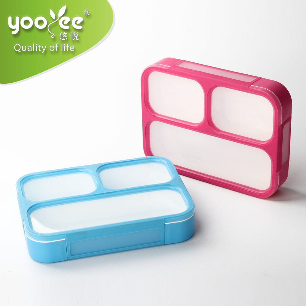 Plastic Material Reusable Lunch Box Container Storage Boxes & Bins Locking Lid Rectangle Customized 4 Sides bento box for adult