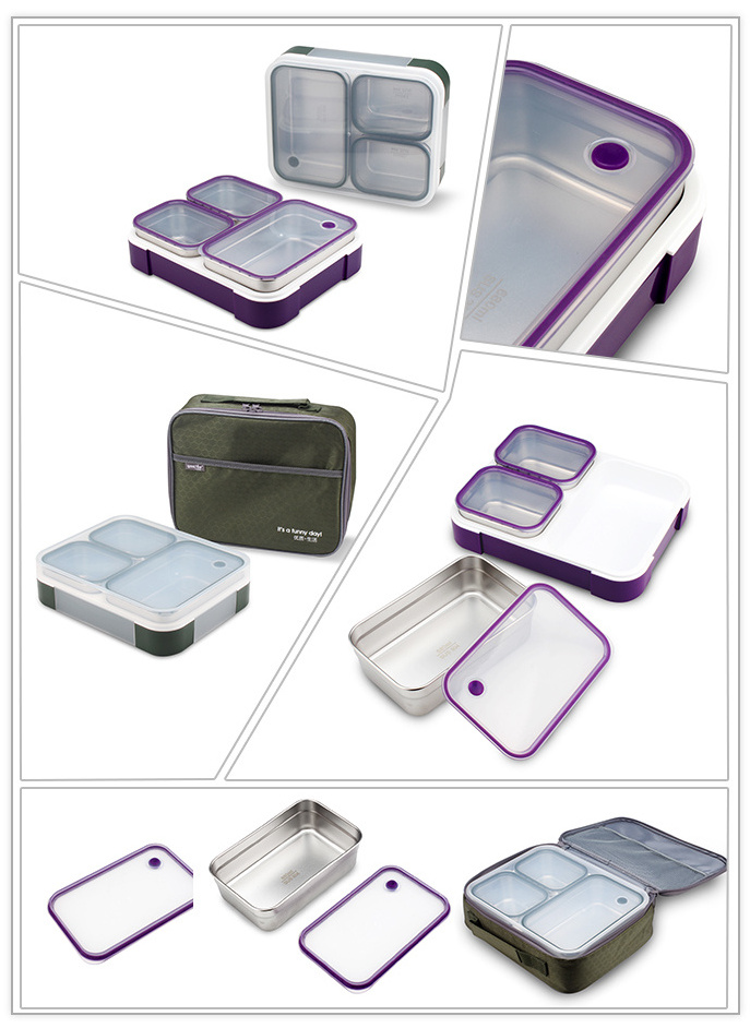 2/3/4/5 compartment stainless steel vacuum insulated lunchbox tiffin food storage box for food with lid