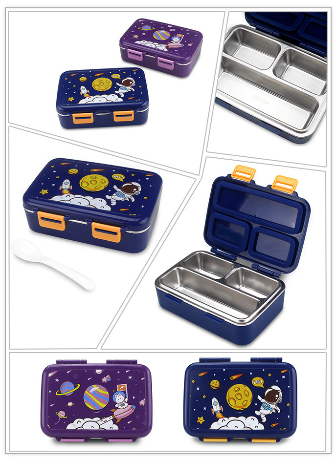 Stainless Steel  Insulated Food Container Three Section Design Holds Sandwich Incsulated Snack lunch box