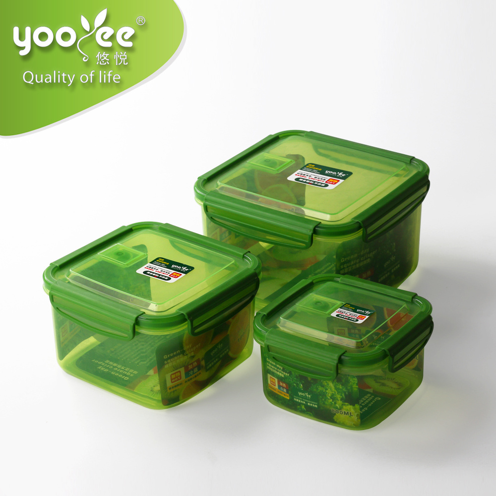 Best Selling Refrigerator Food Safe Lunch Box Food Container Storage Boxes & Bins Plastic 4 Sides Locking Lid Customized Logo