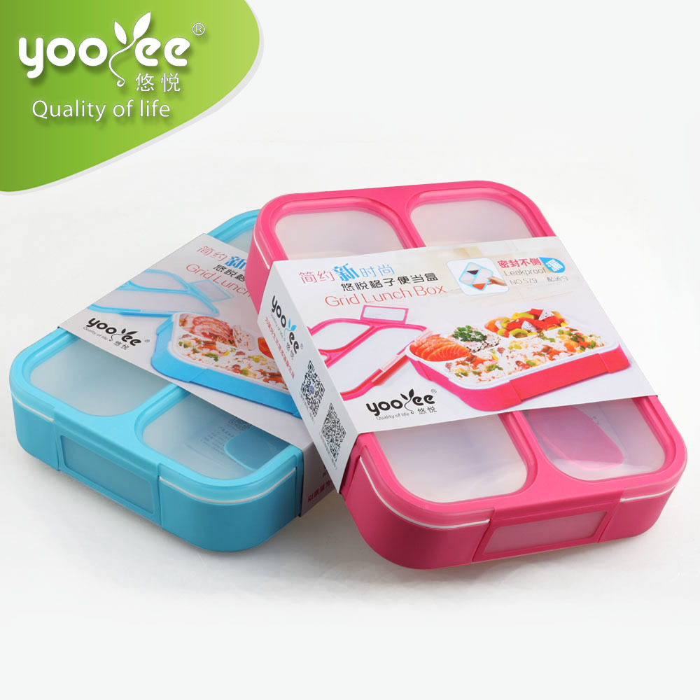 Plastic Material Reusable Lunch Box Container Storage Boxes & Bins Locking Lid Rectangle Customized 4 Sides bento box for adult