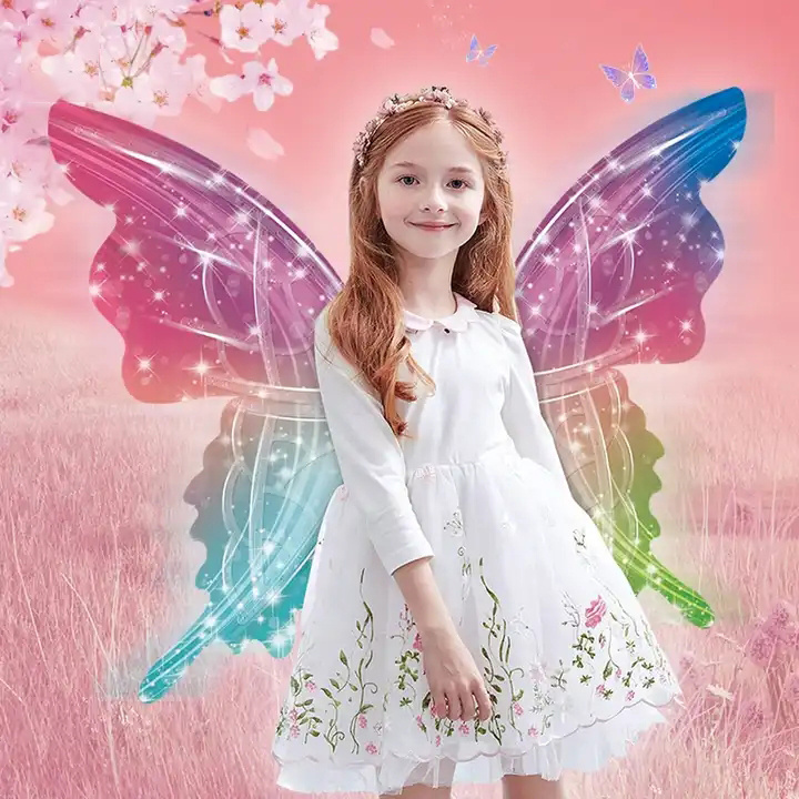 Jinying Wholesale simulated butterfly swing moving light up butterfly wings girls dress up electric led fairy butterfly wings