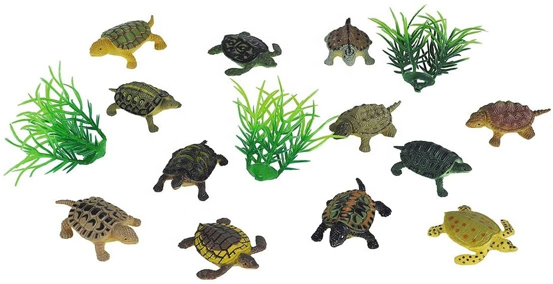 12 Piece Sea Turtle Animal Toys - Miniature Figurines Unique Turtle Toys Detailed and Hand Painted