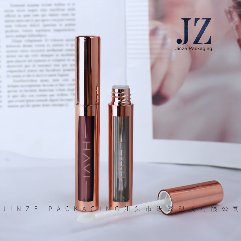 Jinze Private Logo Customized Rose Gold Lip Gloss Tubes Empty Wand Lipgloss Containers Bulk