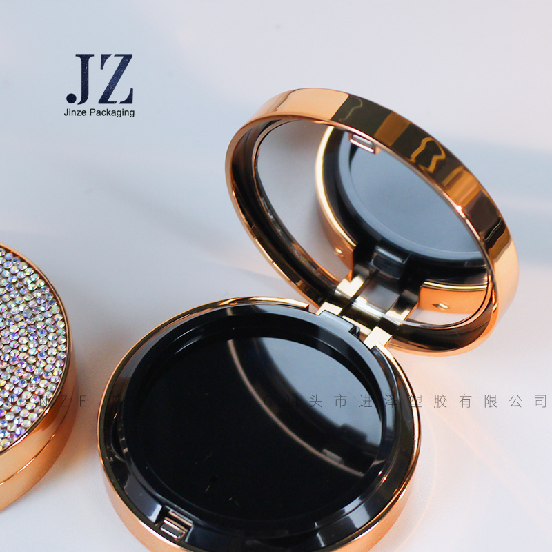 OEM Cases Gold Color Empty Compact Powder Case With Mirror Double Magnetic Foundation Containers Press Loose Powder Boxes