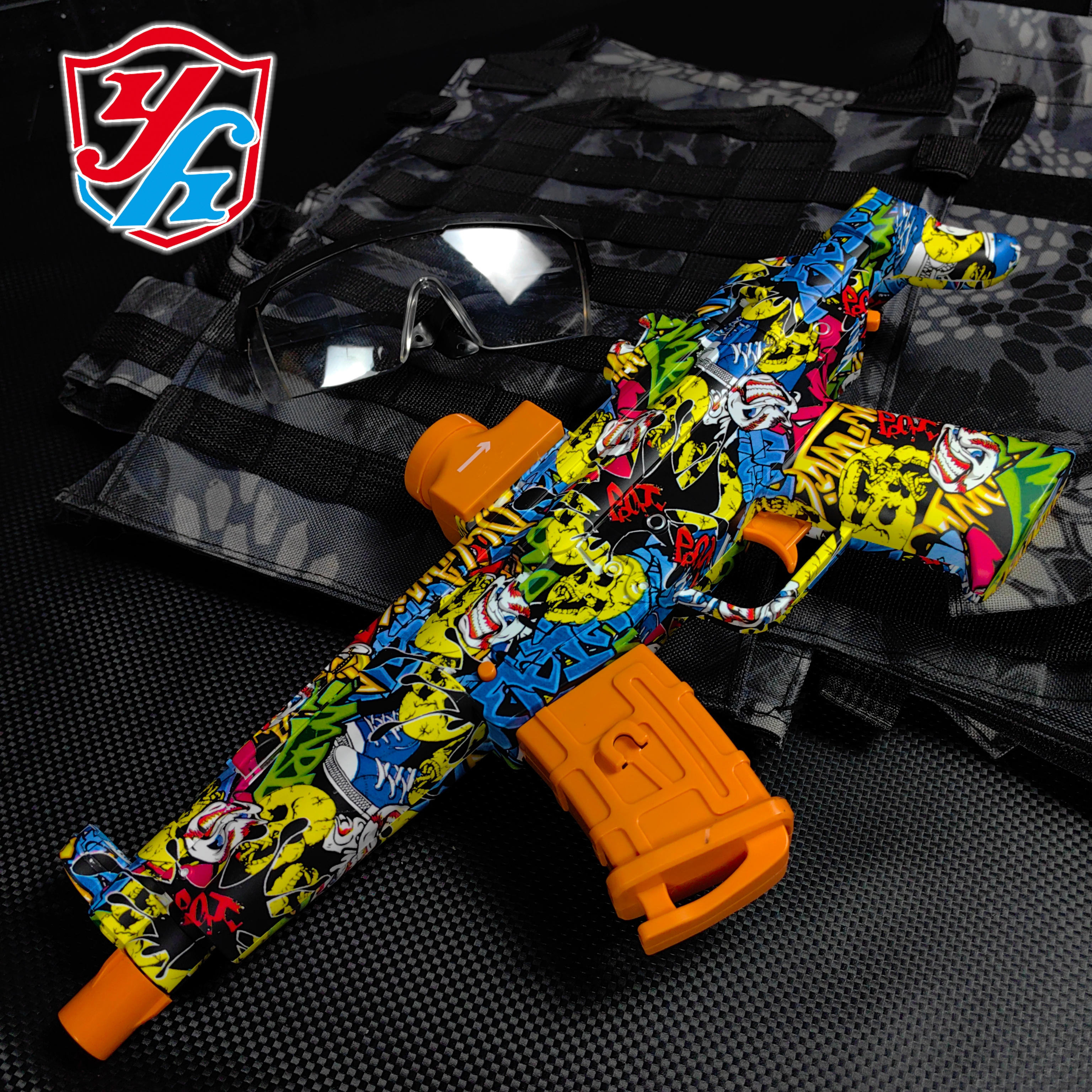 Electric MP5 blaster toy gun black red gel soft bullet fast shooting splatter blaster gun