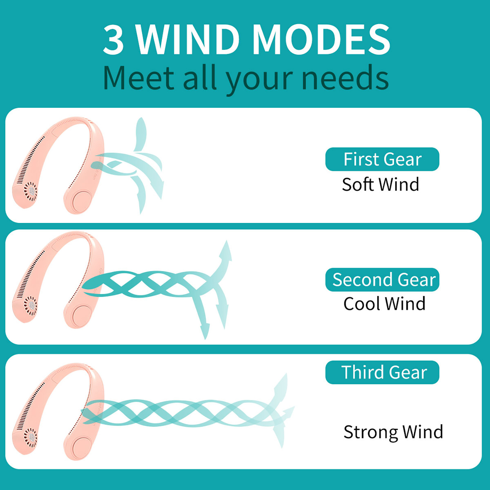 Mini Neck Fan Portable Bladeless Rechargeable Leafless Hanging Fans Air Cooler Cooling Wearable Neckband Fans