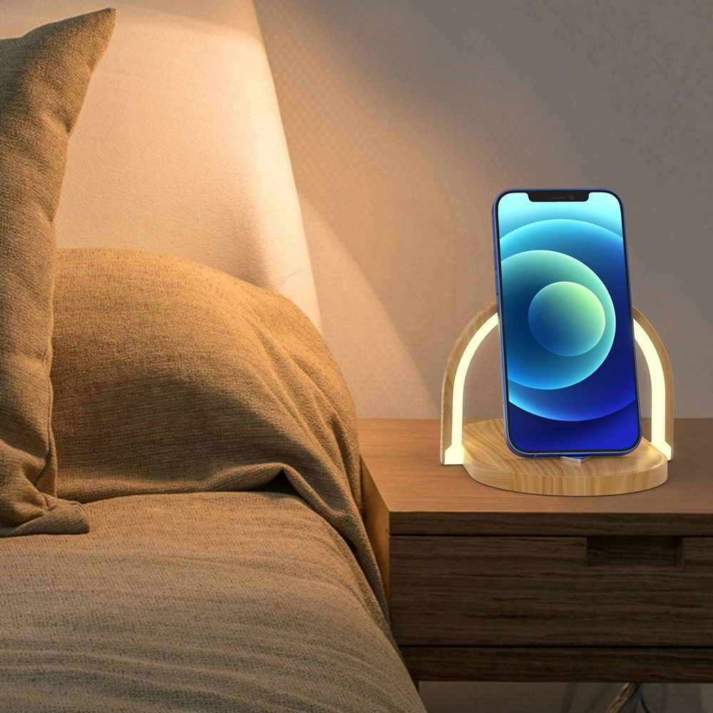 3 In 1 15W Wireless Fast Charger Table LED Lamp Night Light Smart Phone Quick Charging Holder Phone Stand Desk Lamp For IPhone