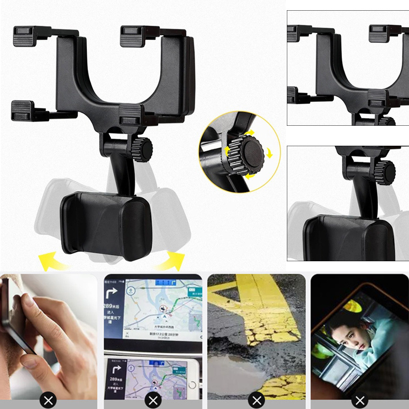 Universal 360 Rotatable Car Rearview Mirror Mount Stand Holder Stand Cradle For Cell Phone GPS Car Rear View Mirror Bracket