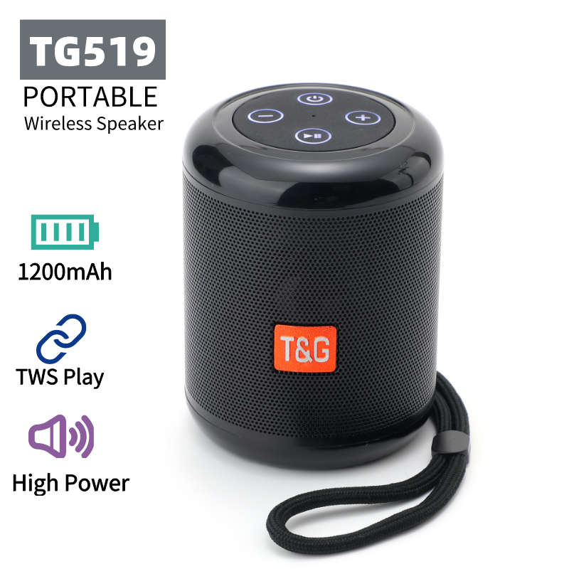 TG519 Speaker Portable Outdoor Loudspeaker Wireless Mini Column 3D 10W Stereo Music Surround Support FM TF Card Bass Box