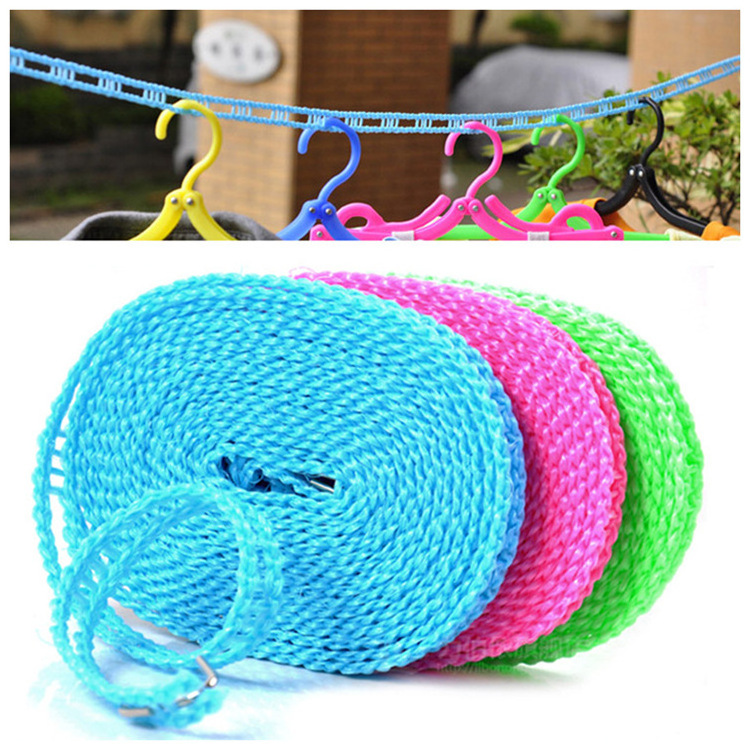 Hot Sale 5M Windproof Clothes Lines Indoor Outdoor Drying Clothes Camping Ceiling Rack Portable Nylon Rope Clothesline