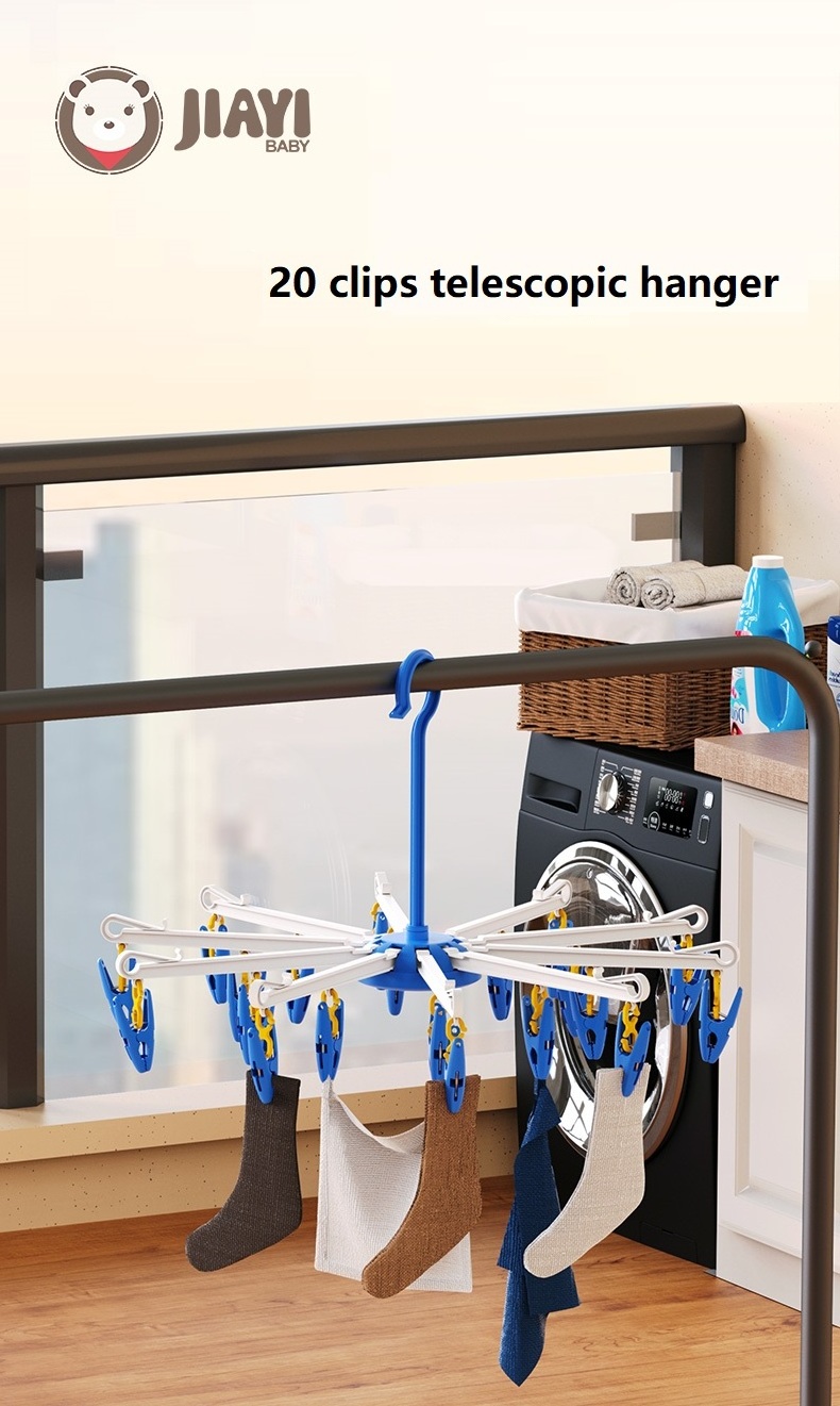 Foldable Drying hanger 20 Clips for Drying Socks Lingerie Clothes  New 360 Degree Rotating  Folding Clothes Hangers  20 Clips