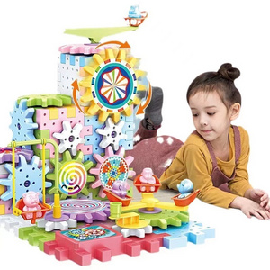 DIy plastic gear electric building blocks  educate Rotating assembly educational toy