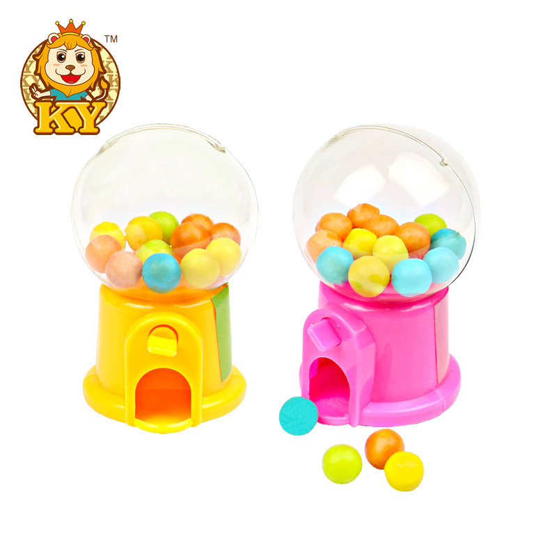 Funny small candy dispenser mini gumball machine mixed fruit flavor pressed plastic candy toys snacks for kids