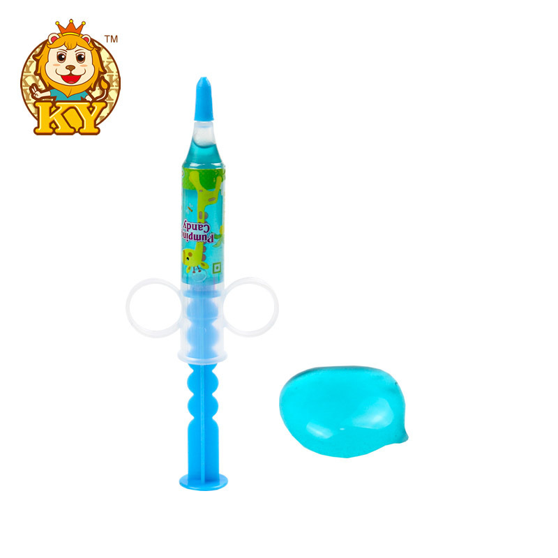 Wholesale custom delicious syringe shape toys squeeze sour jam fruity liquid jelly jam candy