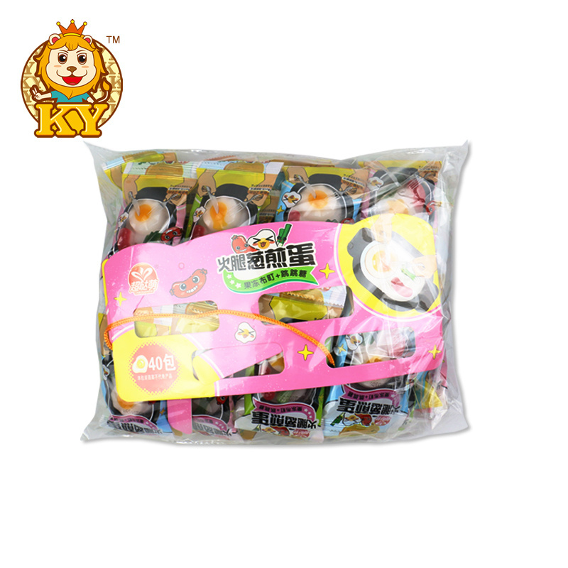 Hot selling candy mixed fruit flavor fried eggs shape soft gummy  jelly  pudding candy sweets  candy toys for kids