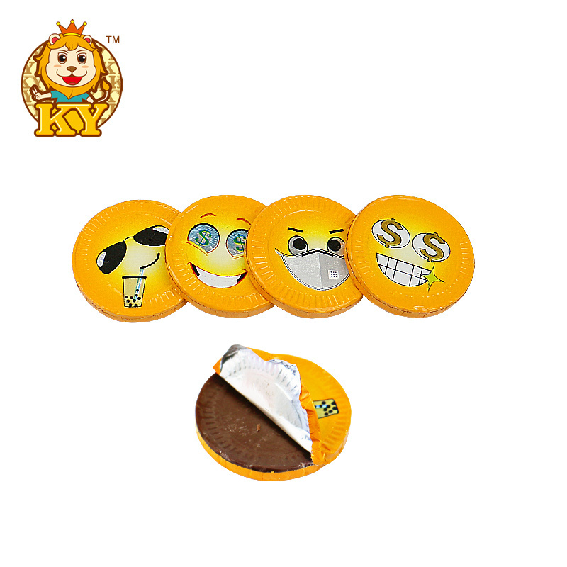 OEM wholesale funny expression round milk chocolate gold coin